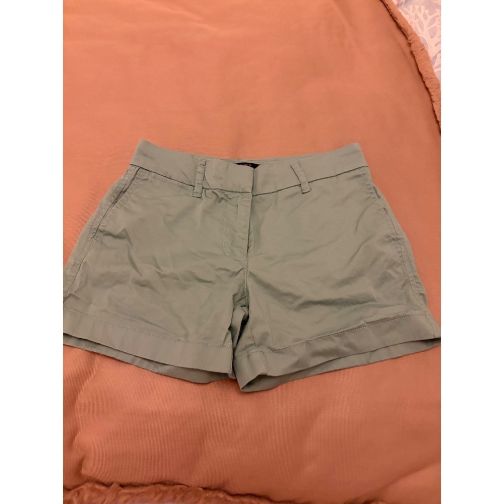 J.Crew Chino Shorts Mint Green Size 0 Women Mid Rise Cotton 3 Inch Inseam